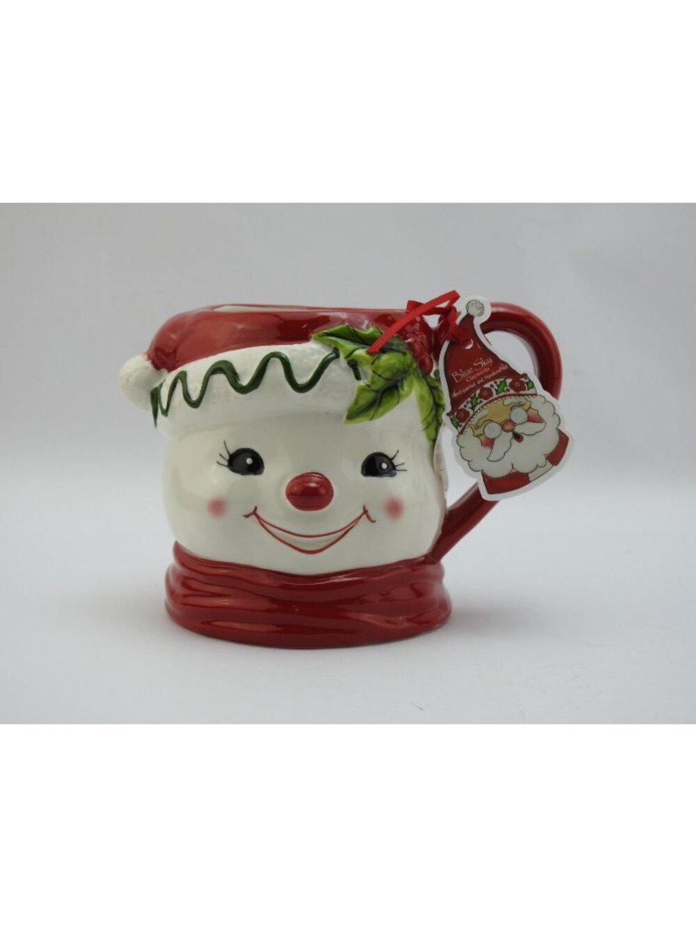Blue Sky Clayworks Snowman Christmas Mug Cup Hand Painted 2023 With Tag